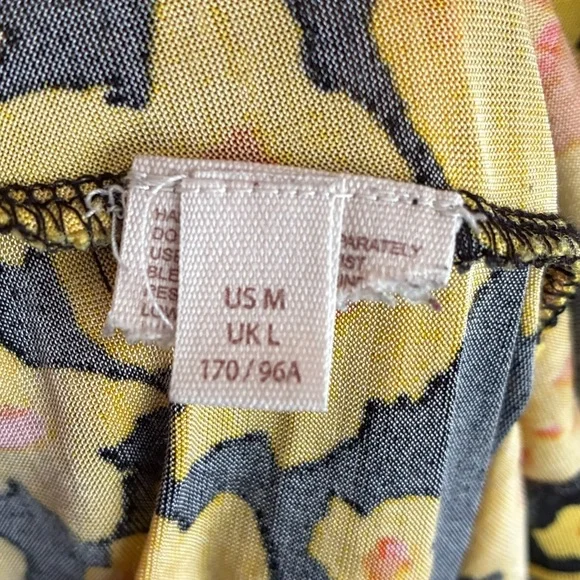 Free People Yellow and Black Tiered Sundress with Bishop Sleeves M - Picture 15 of 16